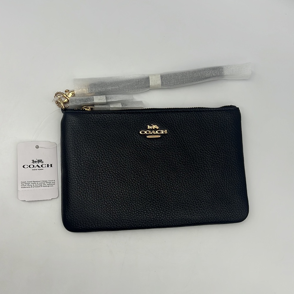 Coach Small Wristlet Light Gold/Black